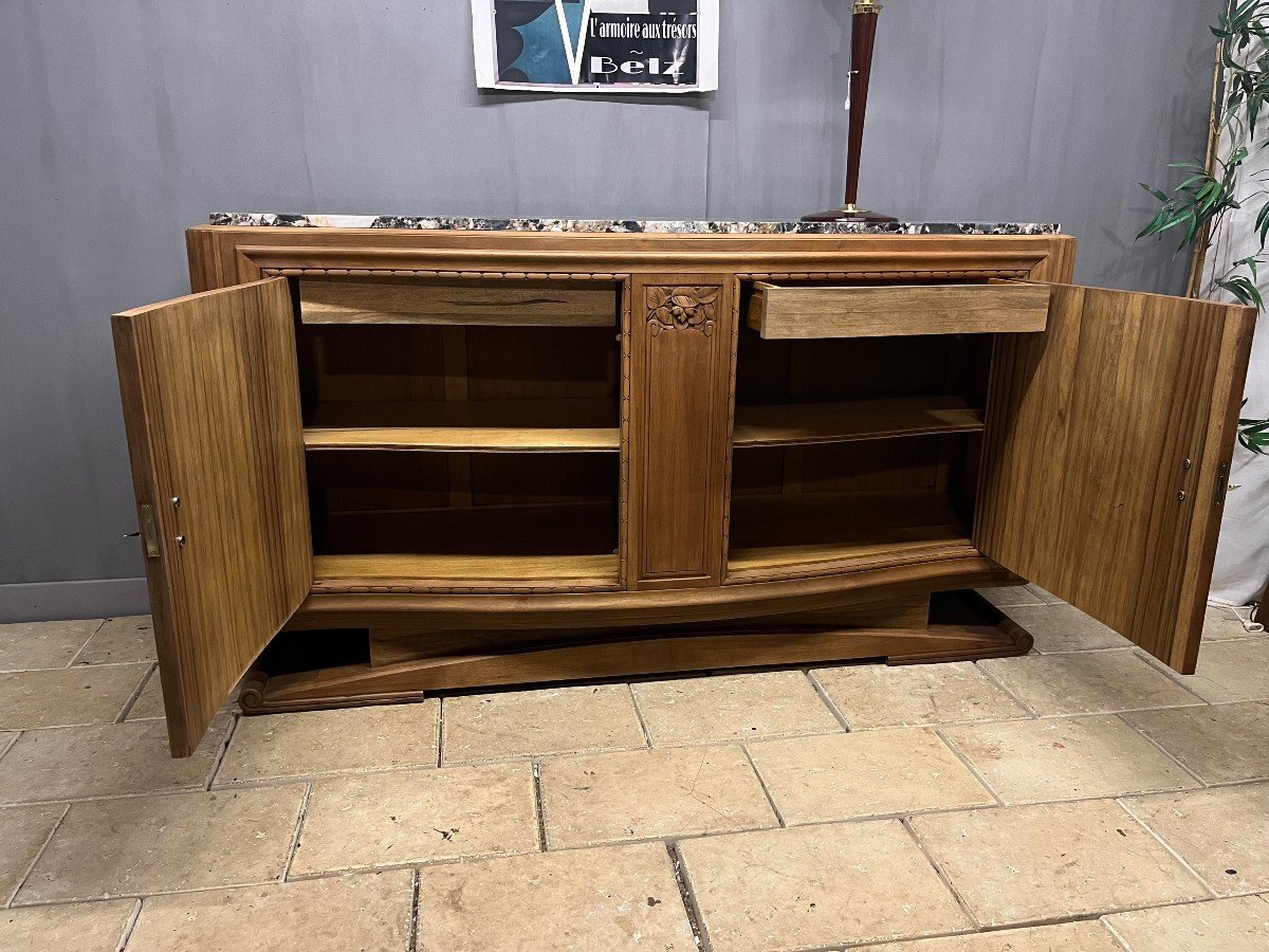 Art Deco Sideboard In Walnut With Marble Top -photo-3