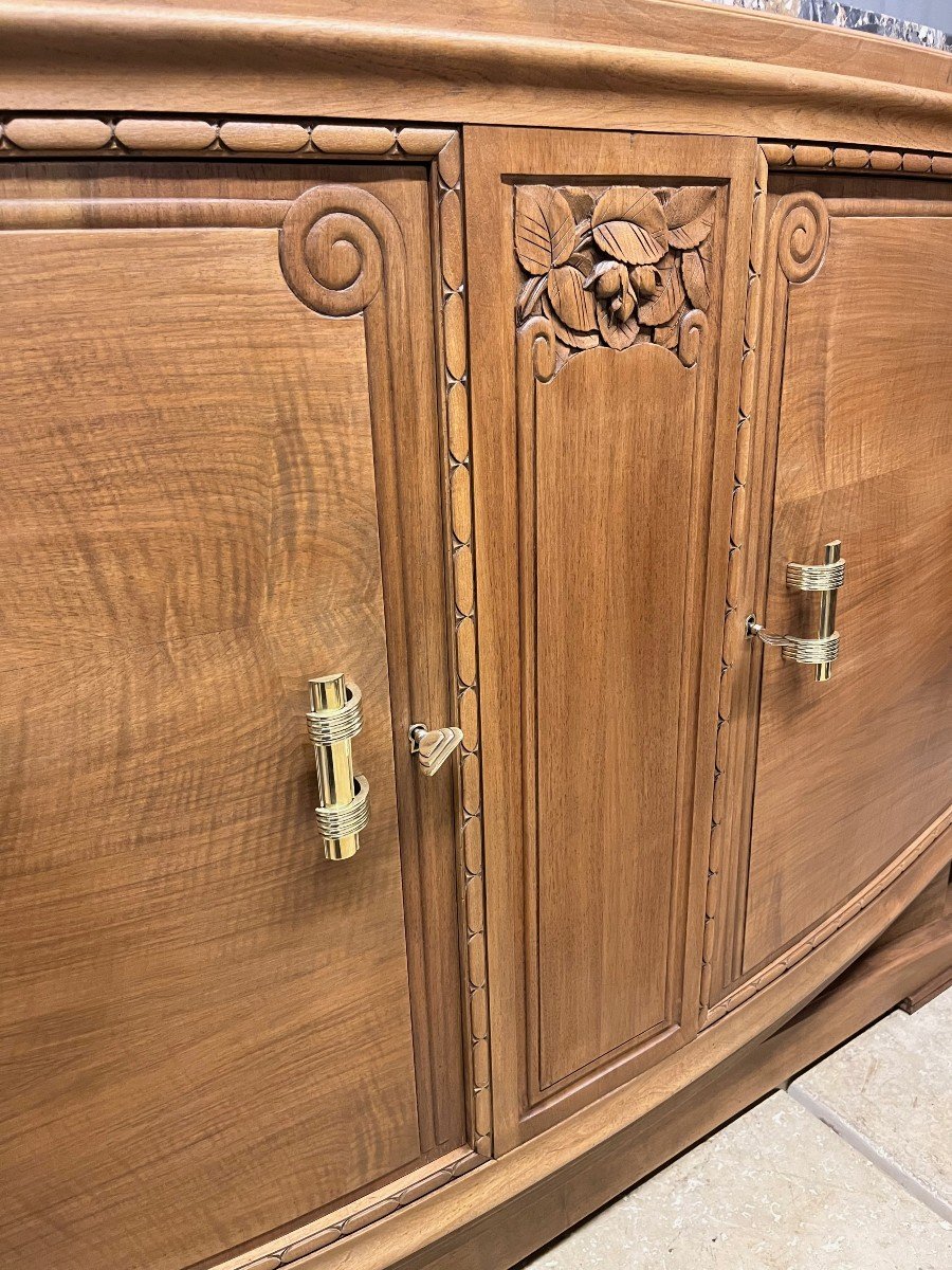 Art Deco Sideboard In Walnut With Marble Top -photo-2