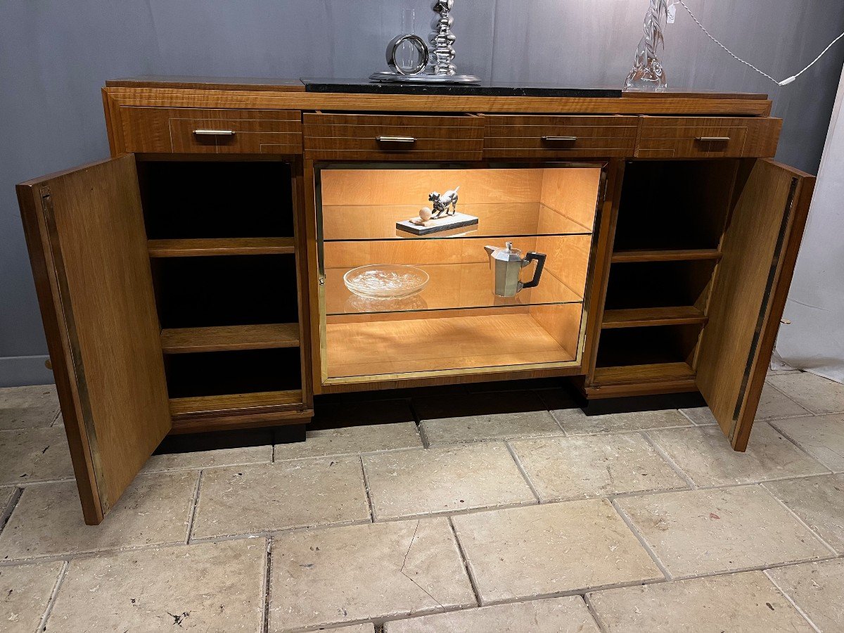 Buffet - Art Deco Sideboard In Walnut Display Cabinet -photo-4