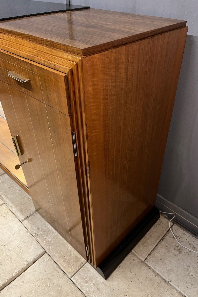 Buffet - Art Deco Sideboard In Walnut Display Cabinet -photo-1