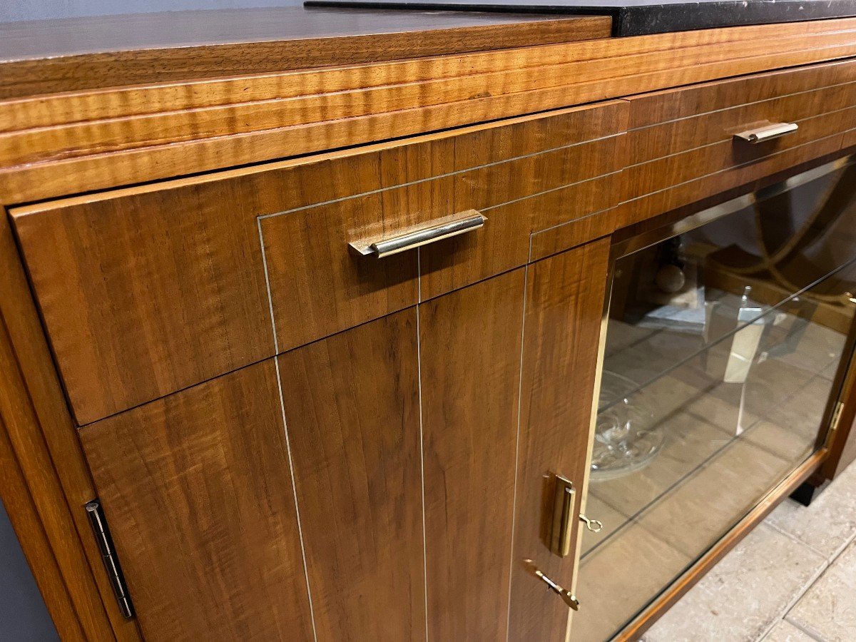 Buffet - Art Deco Sideboard In Walnut Display Cabinet -photo-3