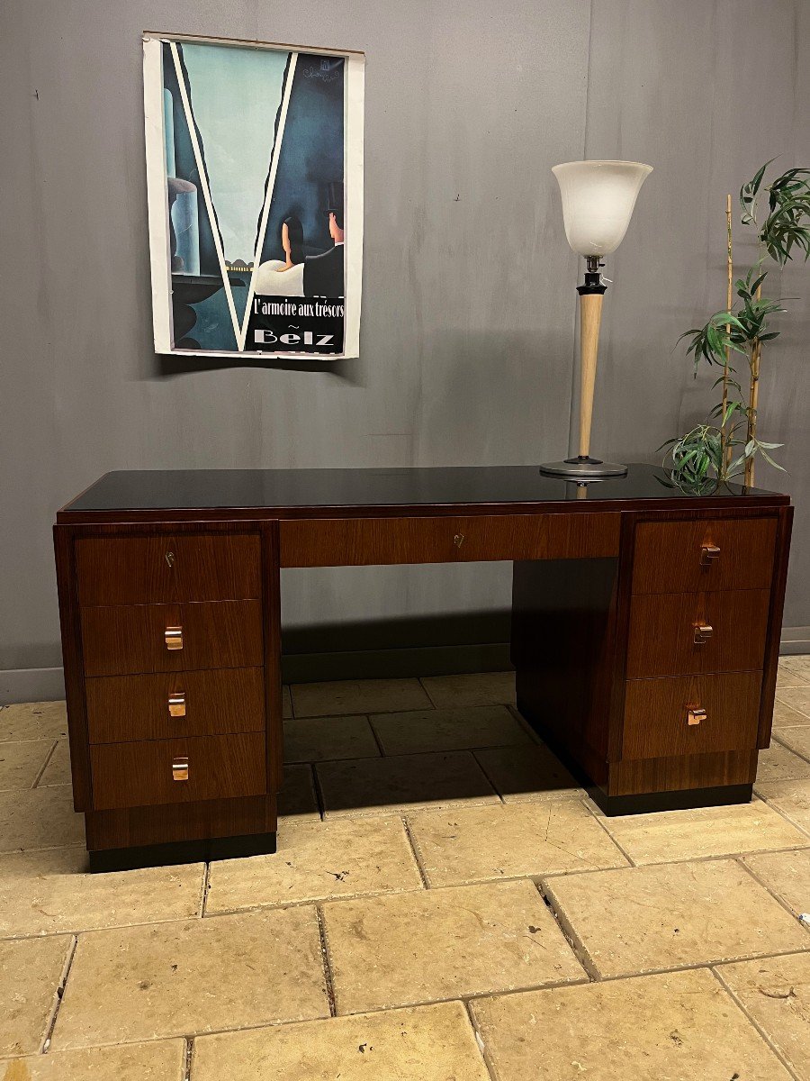 Bureau Plat  Art Déco En Palissandre 