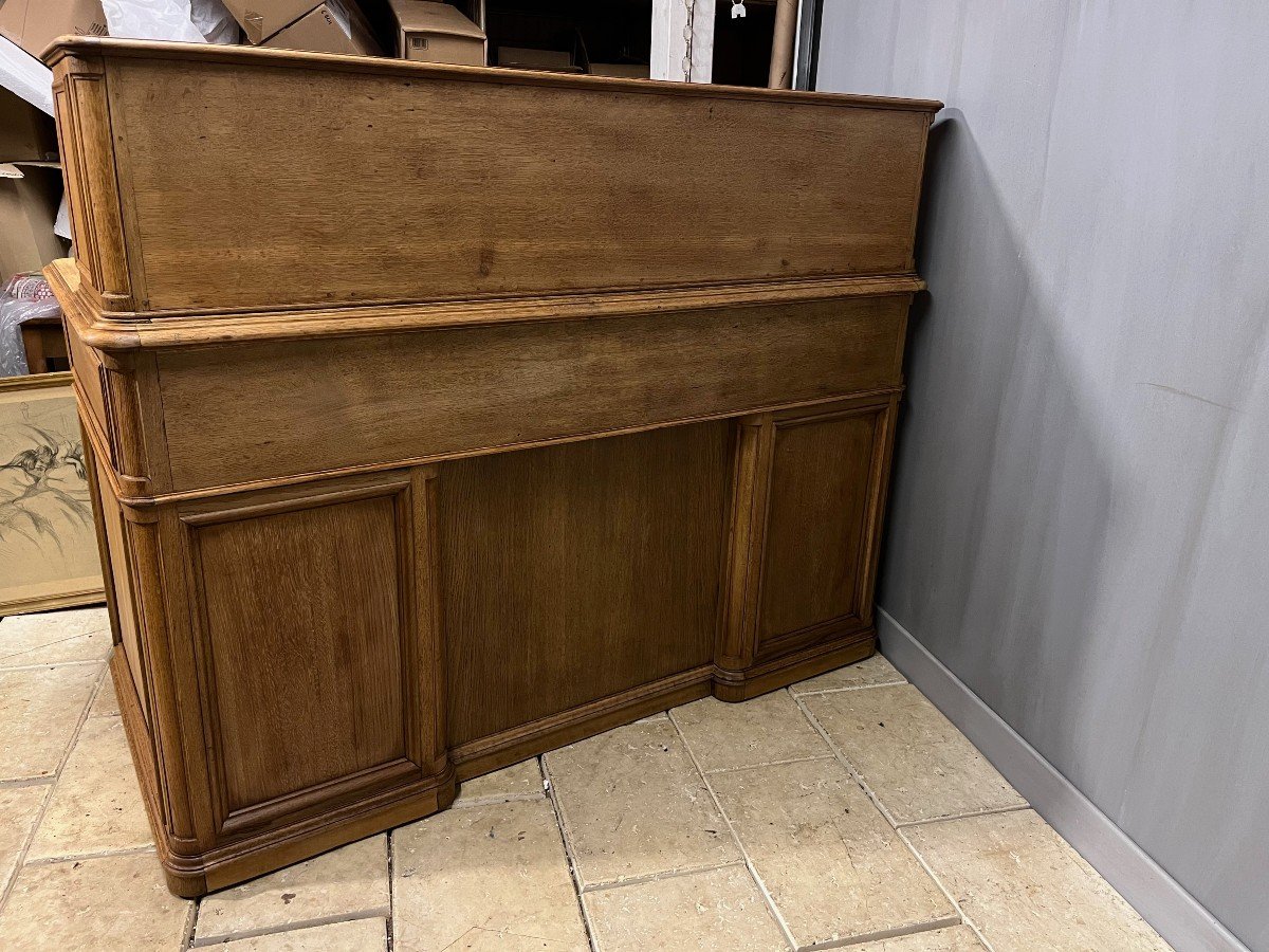 Large Oak Architect's Desk With Pedestals, Drawers, Secretary-photo-5