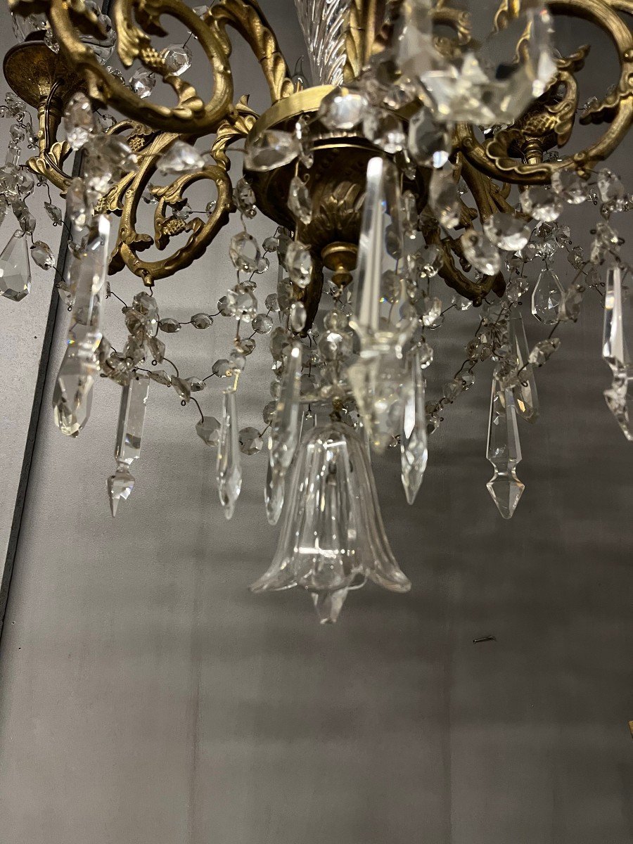 Large Chandelier With Crystal And Bronze Tassels Height. 100-photo-2