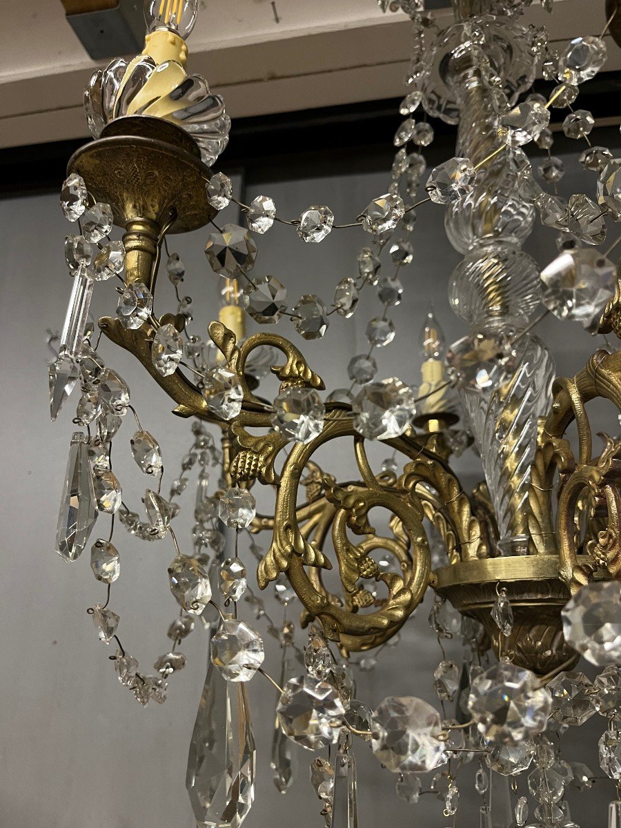 Large Chandelier With Crystal And Bronze Tassels Height. 100-photo-3