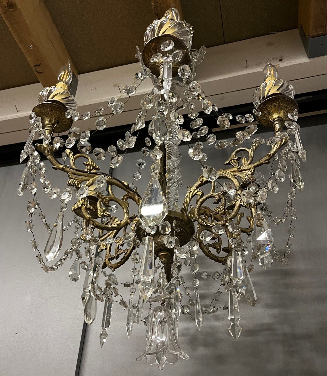 Large Chandelier With Crystal And Bronze Tassels Height. 100-photo-4