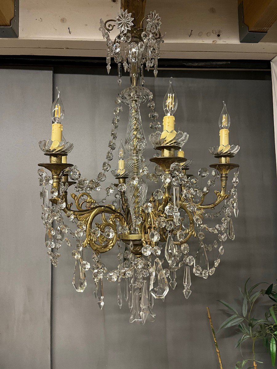 Large Chandelier With Crystal And Bronze Tassels Height. 100-photo-1