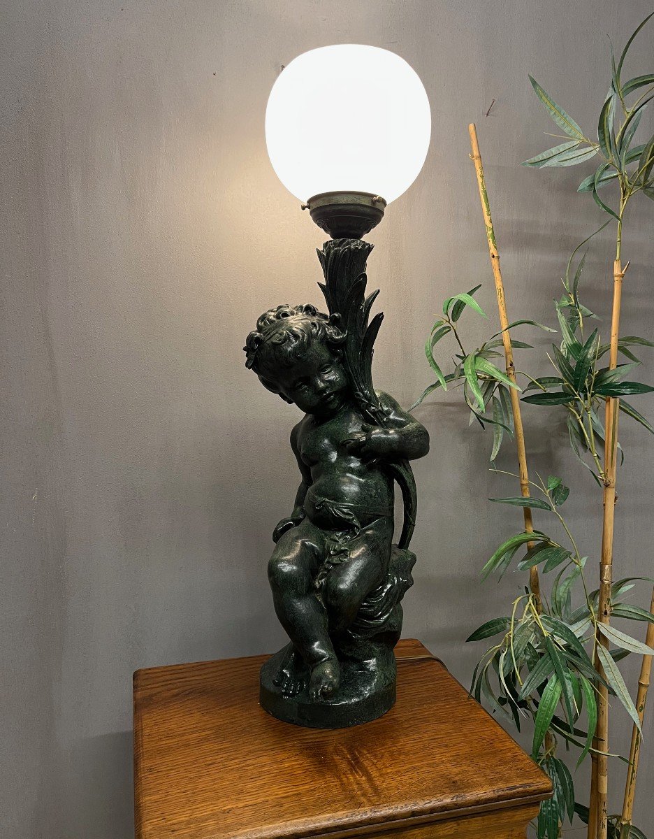 Lampe Fonte De Jardin Putti chérubin angelot 