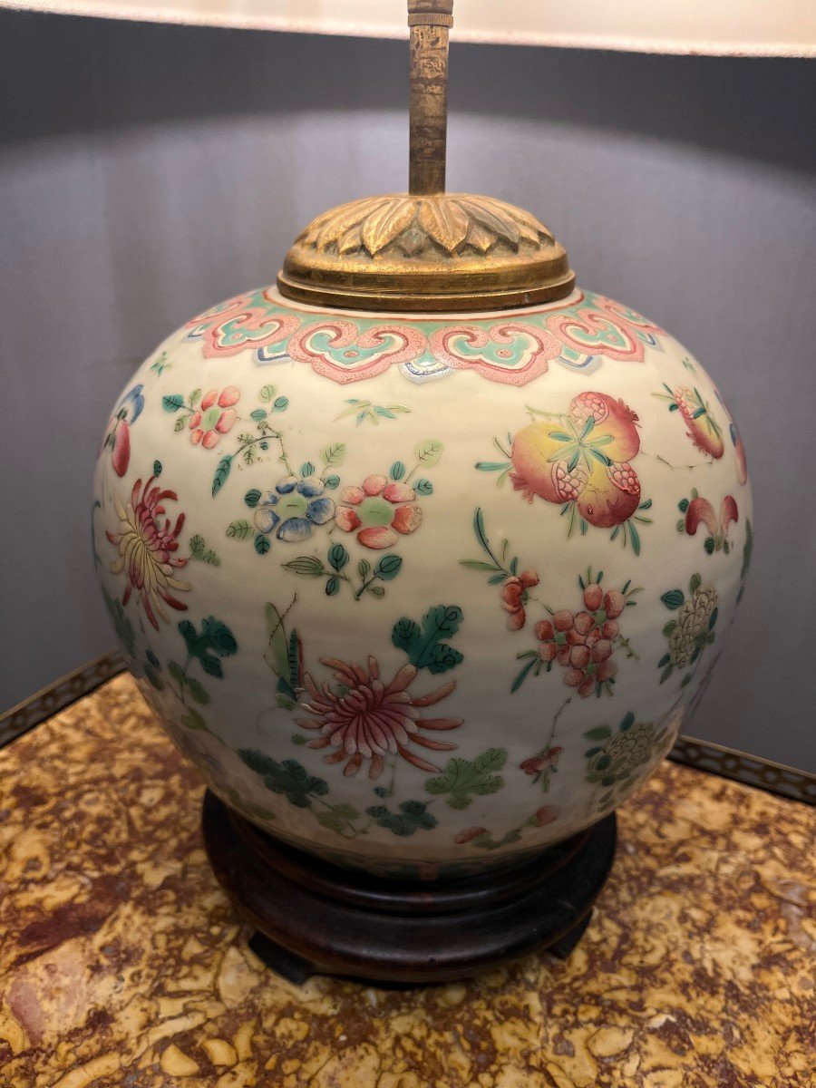 Lampe Chinoise Famille  Rose  Pot Chine