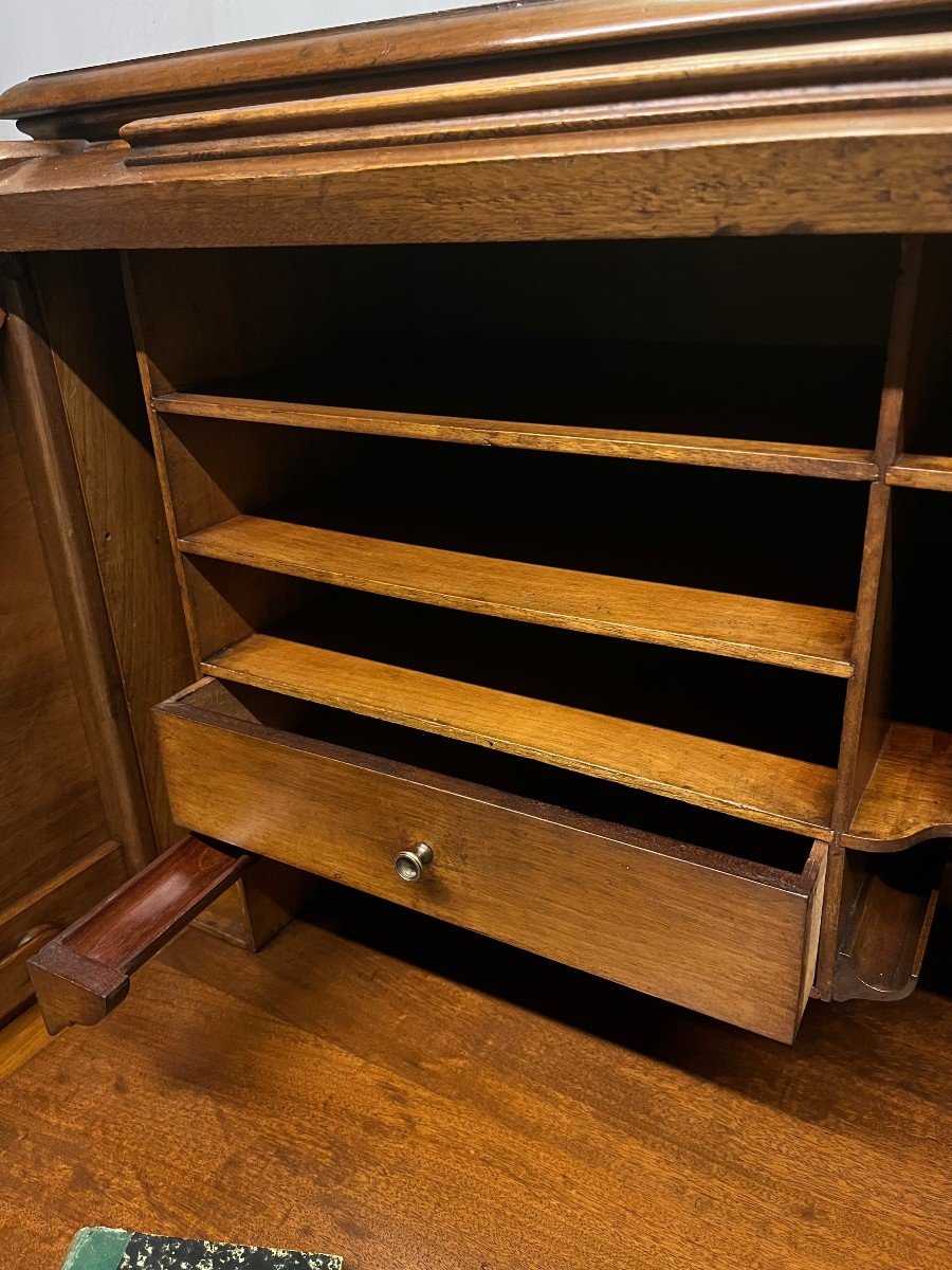 American Desk In Blond Mahogany With Cylinder -photo-3