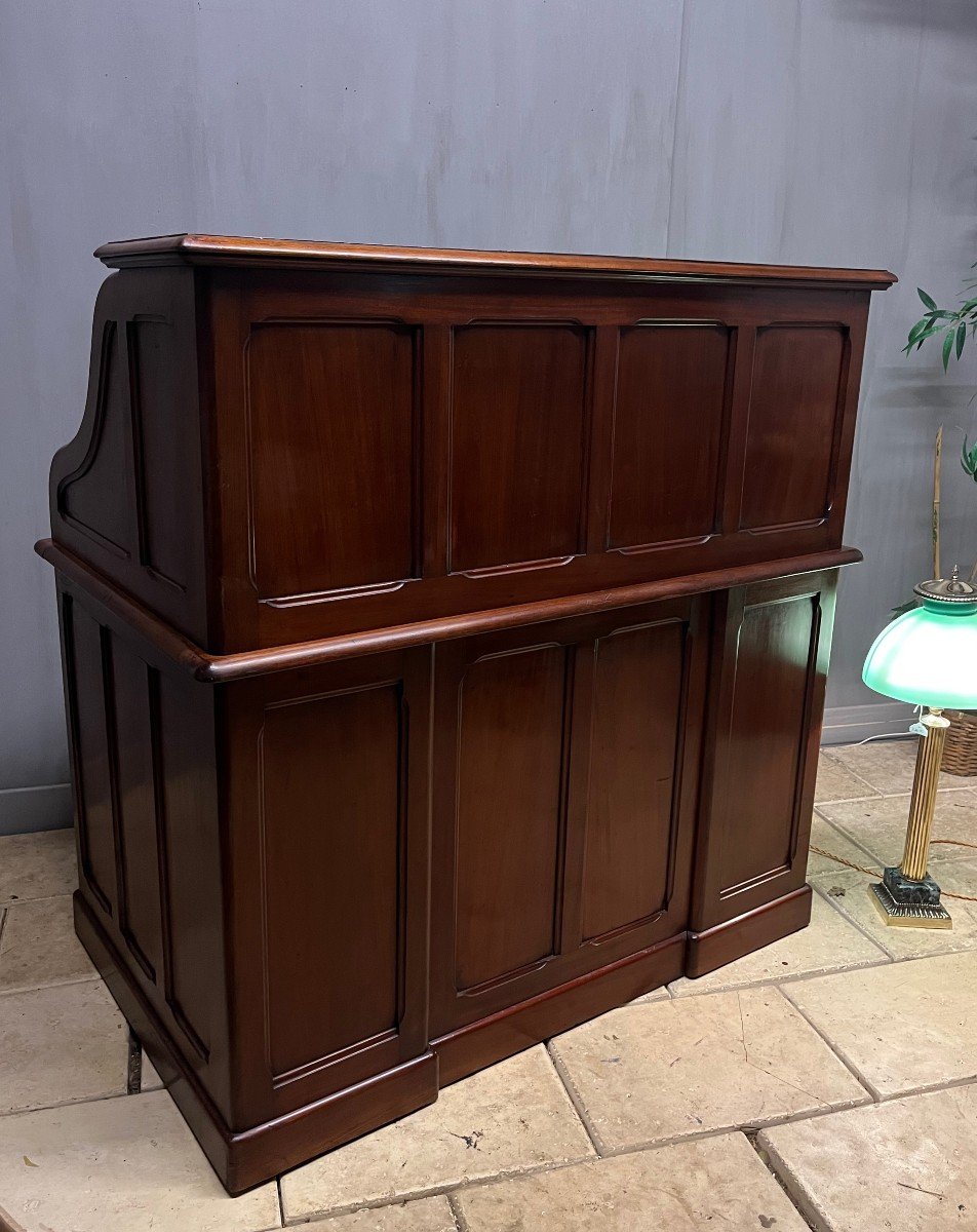 American Desk In Blond Mahogany With Cylinder -photo-7