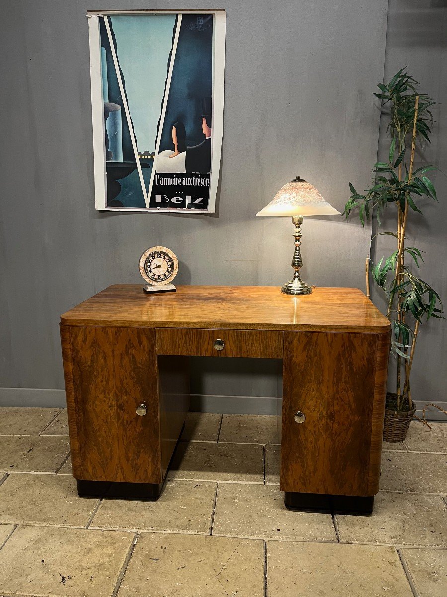 Art Deco Walnut Desk -photo-2