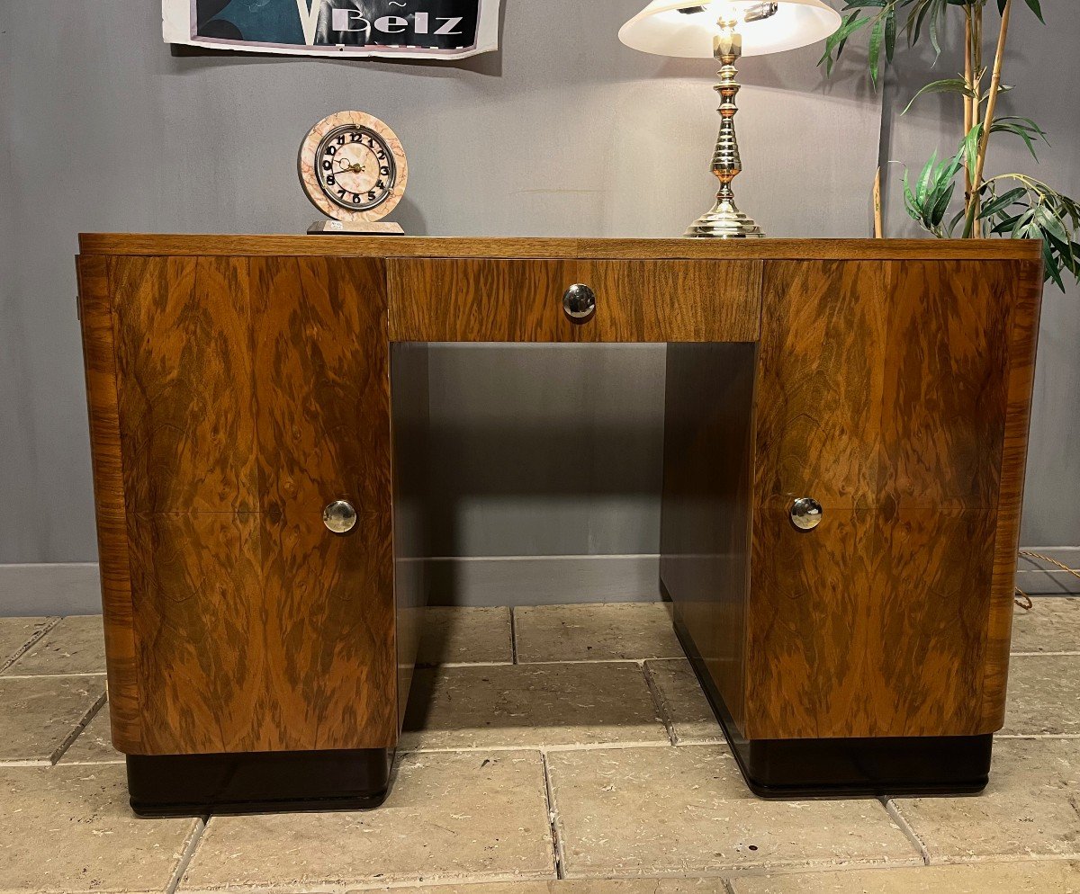 Art Deco Walnut Desk -photo-3