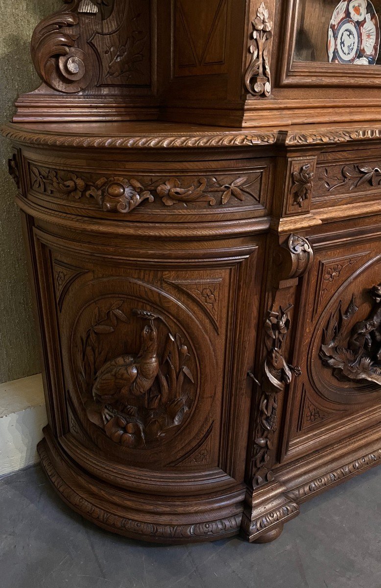 19th Century Oak Hunting Buffet Dresser Bookcase Sideboard Henry Ii-photo-4