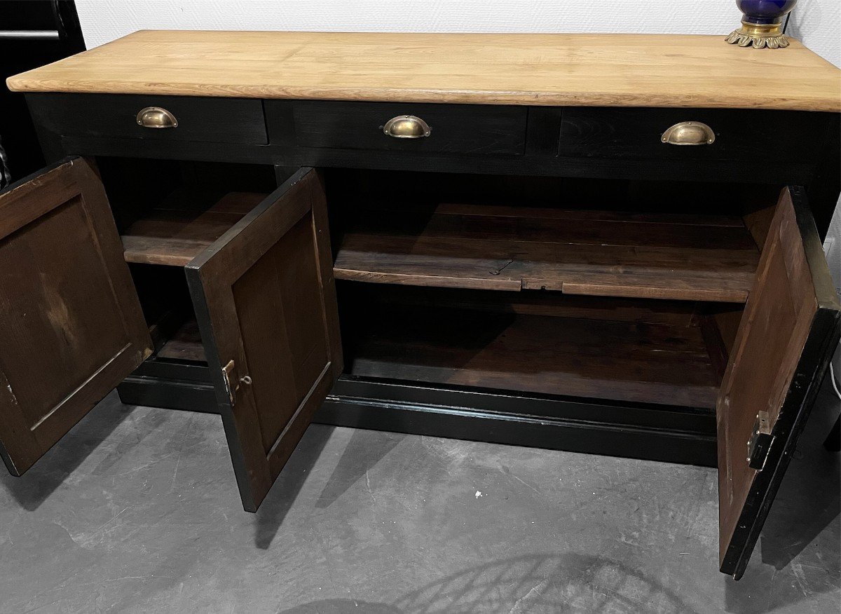 Sideboard 3 Doors 3 Drawers In Black Patinated Wood-photo-3