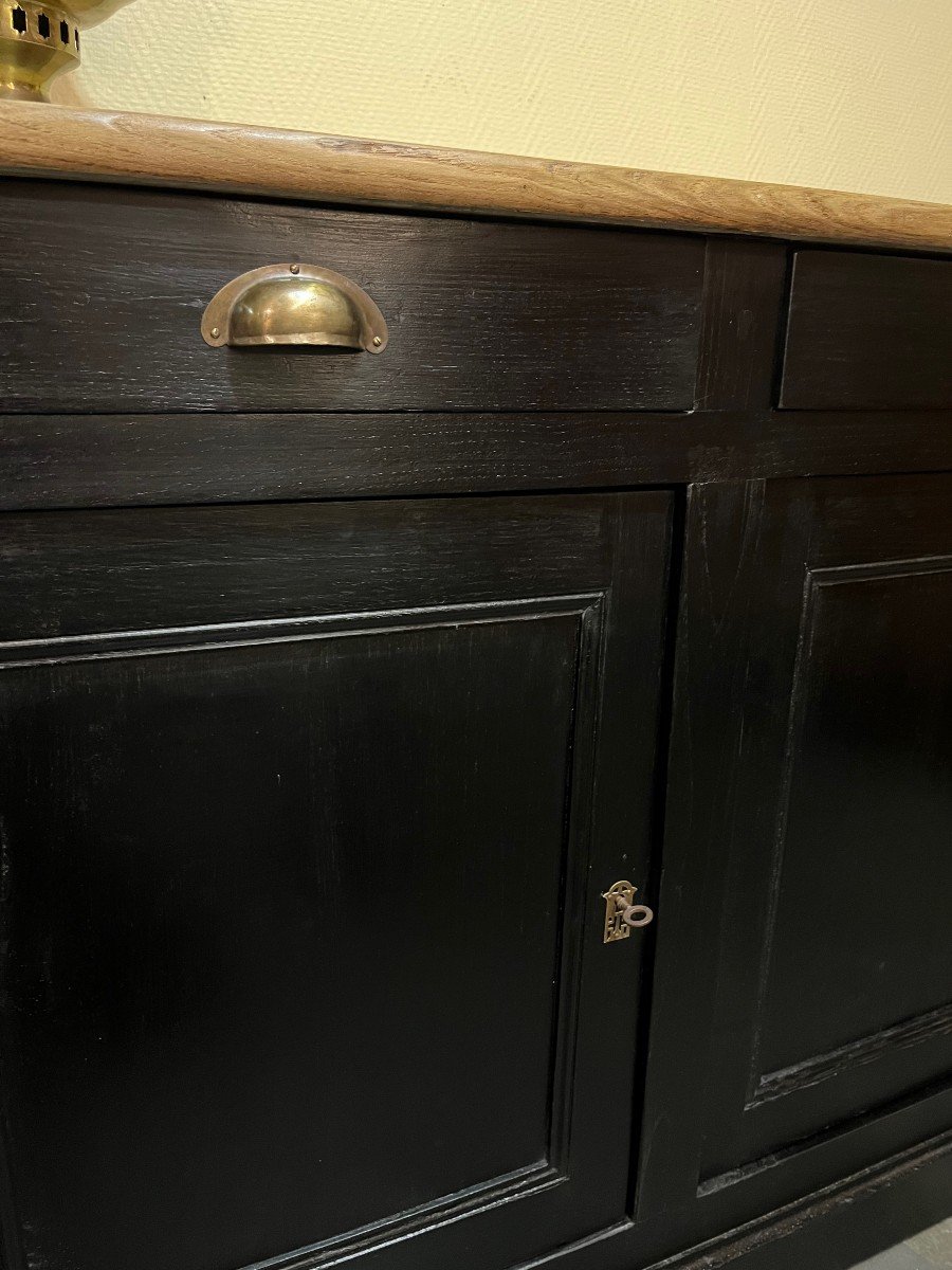 Sideboard 3 Doors 3 Drawers In Black Patinated Wood-photo-2