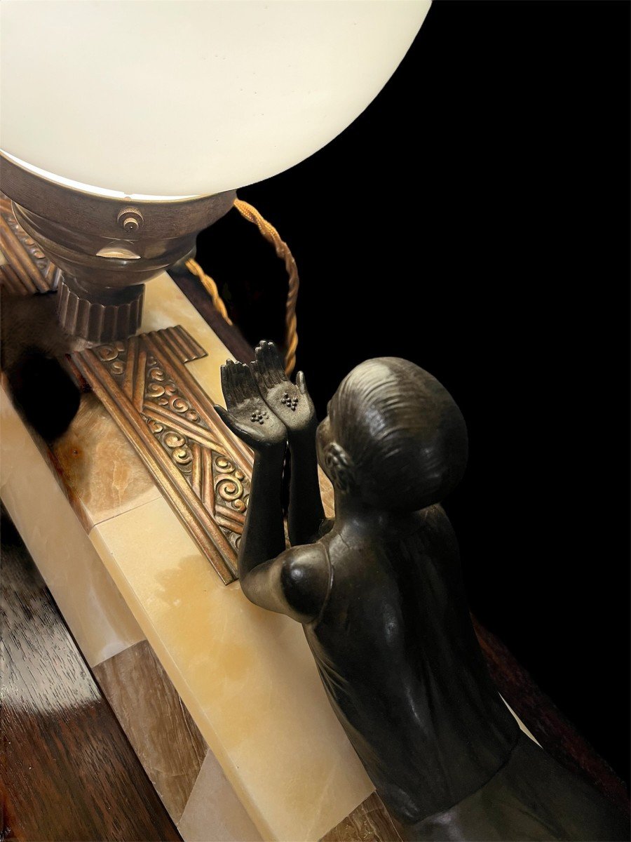 Grande Lampe Art Déco " femme allongée " -photo-2