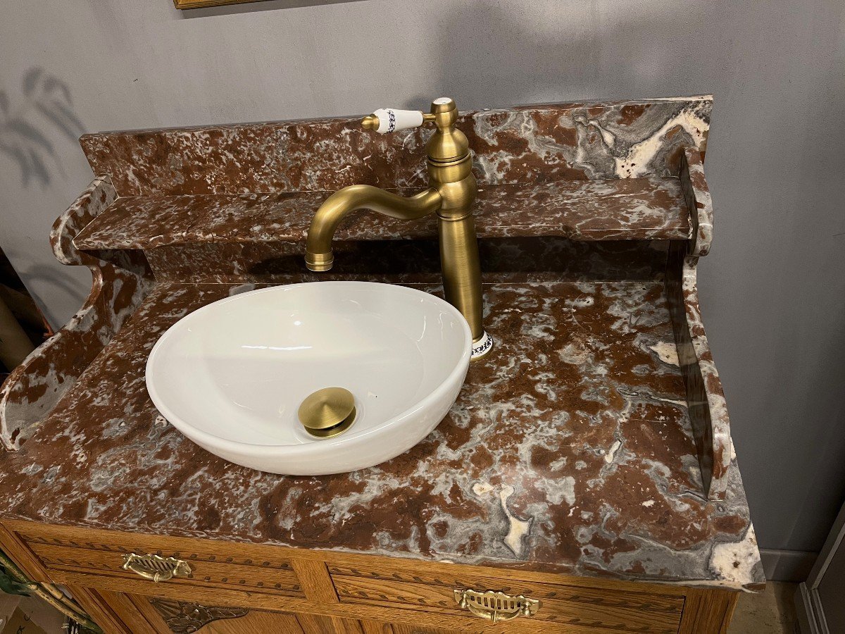 Antique Bathroom Cabinet Marble Top Sink -photo-1