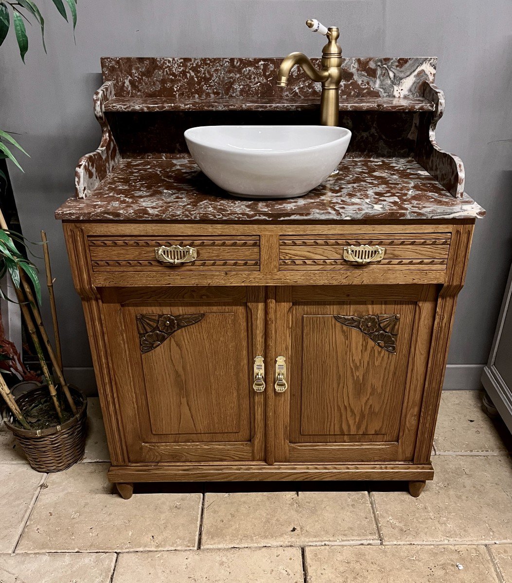 Antique Bathroom Cabinet Marble Top Sink 