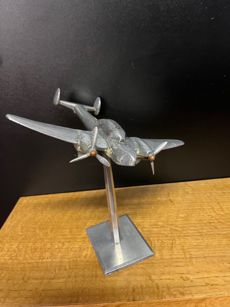 Maquette Avion  Art Déco En Aluminium   Déco Bureau bi moteurs-photo-1