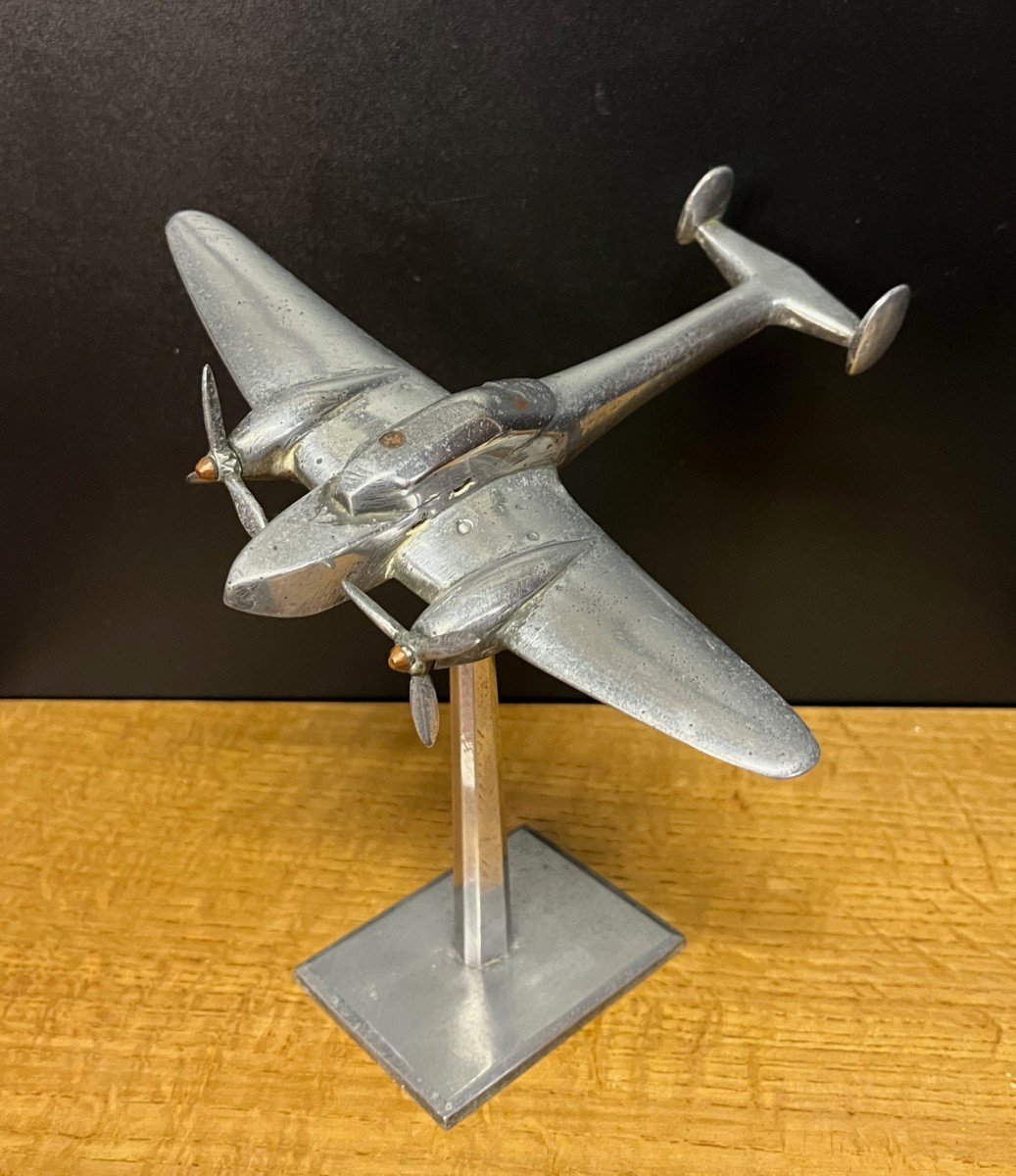 Maquette Avion  Art Déco En Aluminium   Déco Bureau bi moteurs