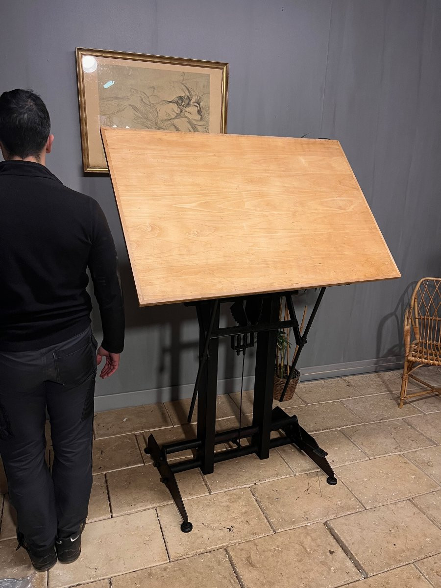 Architect's Drawing Table Wood And Metal Easel, Plan -photo-3