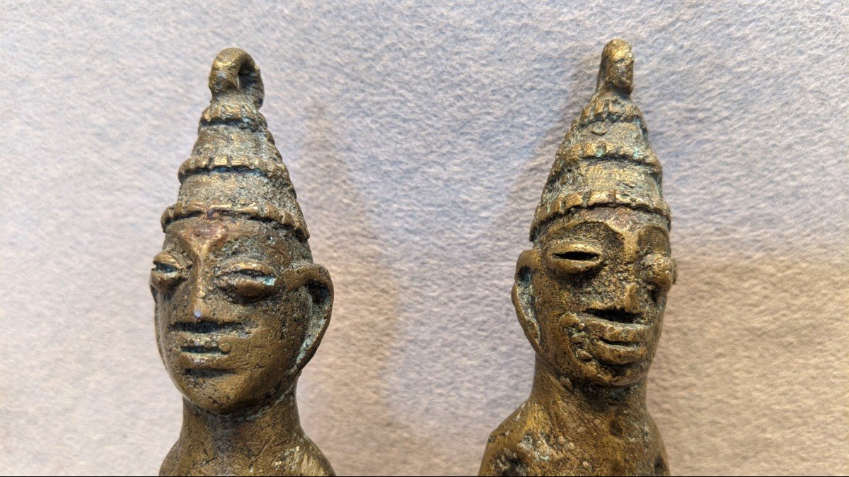 Paire d'Amulettes Africaines En Bronze   statues statuettes -photo-1