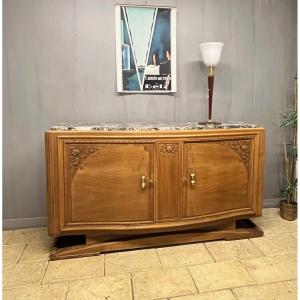 Art Deco Sideboard In Walnut With Marble Top 