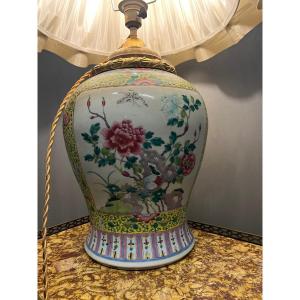 Lampe Chinoise famille  Rose  Potiche Chine