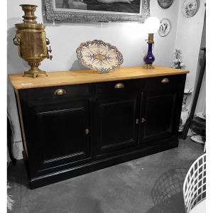 Sideboard 3 Doors 3 Drawers In Black Patinated Wood