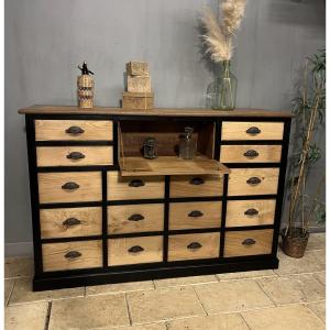 Chestnut Wood Craft Cabinet 14 Drawers