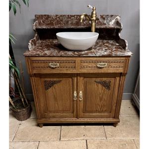 Antique Bathroom Cabinet Marble Top Sink 