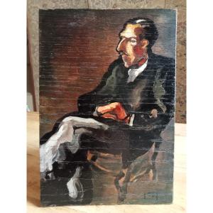 Old Painting Expressionist Portrait Igor Stravinsky Signed 