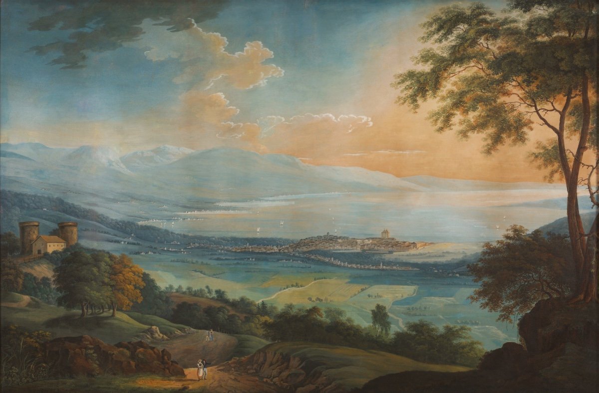 Hackert Carl-ludwig (1740-1796) (attributed To), View Of Geneva From Saconnex In Savoy