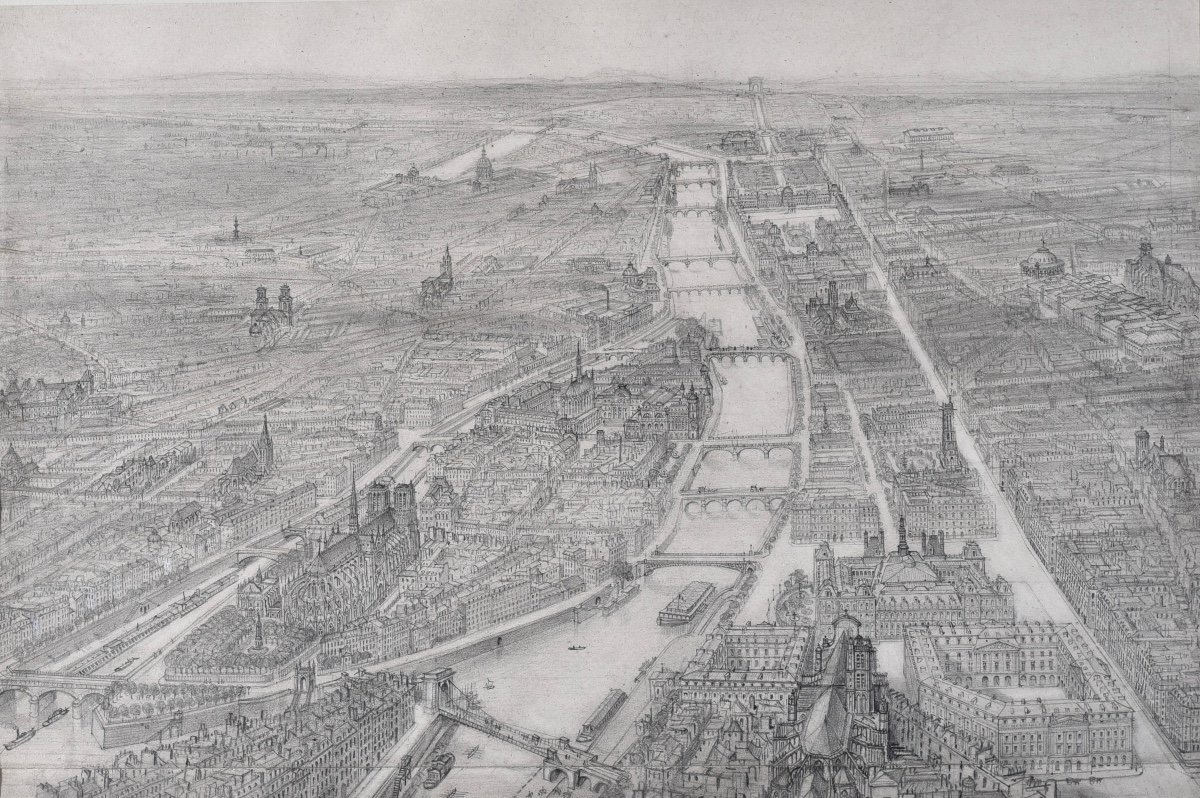 Félix Benoist (1818-1896), General View Of Paris With The Ile De La Cité, 1855