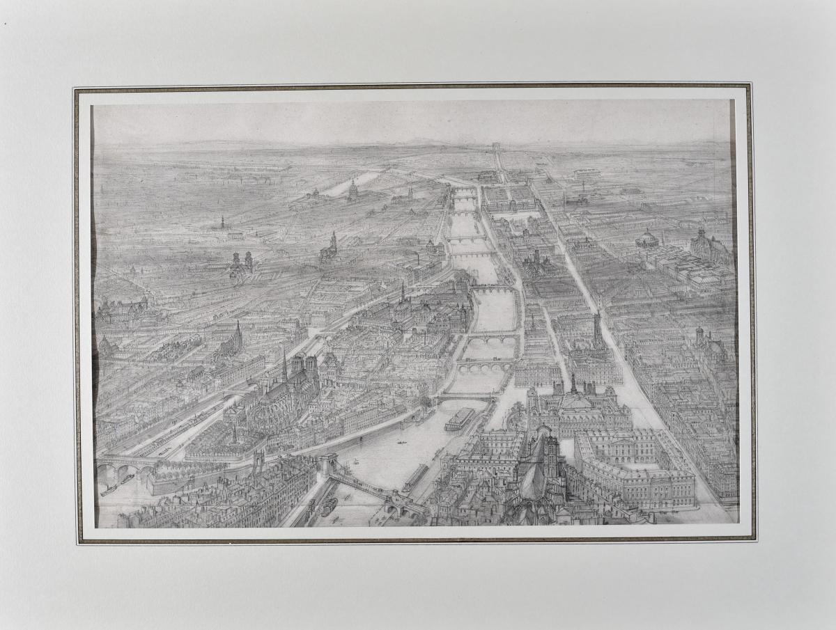 Félix Benoist (1818-1896), Vue Générale De Paris Avec Notre Dame, Mine Graphite