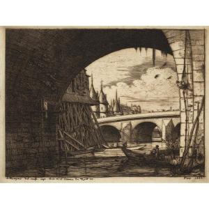 Charles Meryon (1821-1868),  L’arche Du Pont Notre Dame 