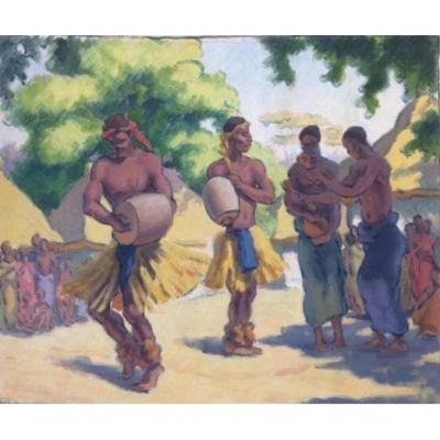 Fernand Collomb (1902-1981),  Dans Africaine, Pastel