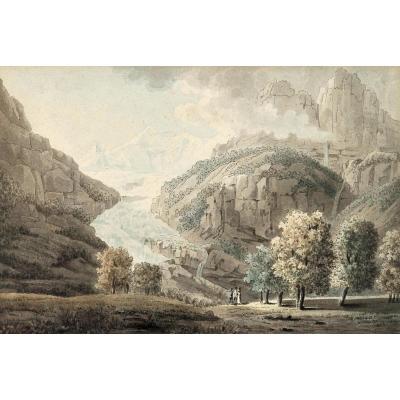 Samuel H. Grimm (1733-1796), Glacier d'Unteraar, Suisse, Aquarelle