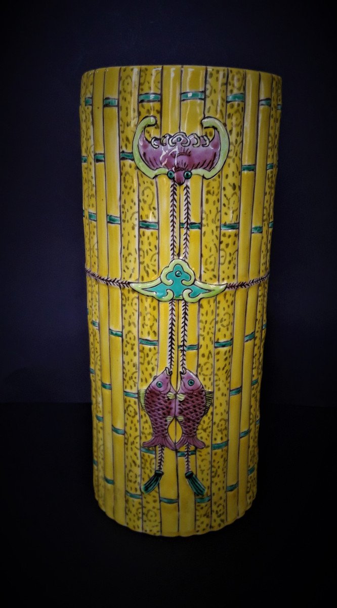 Vase Chinois  En Faux  Bambou  Fin XIX Siècle