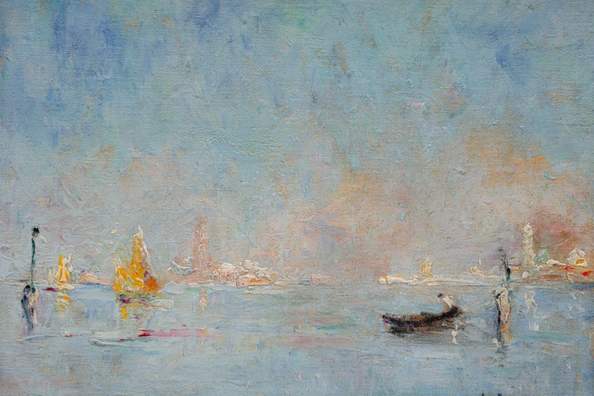 “venice” Oil, Jamar Armand (liège 1870 - Brussels 1946), Dated 1925-photo-1