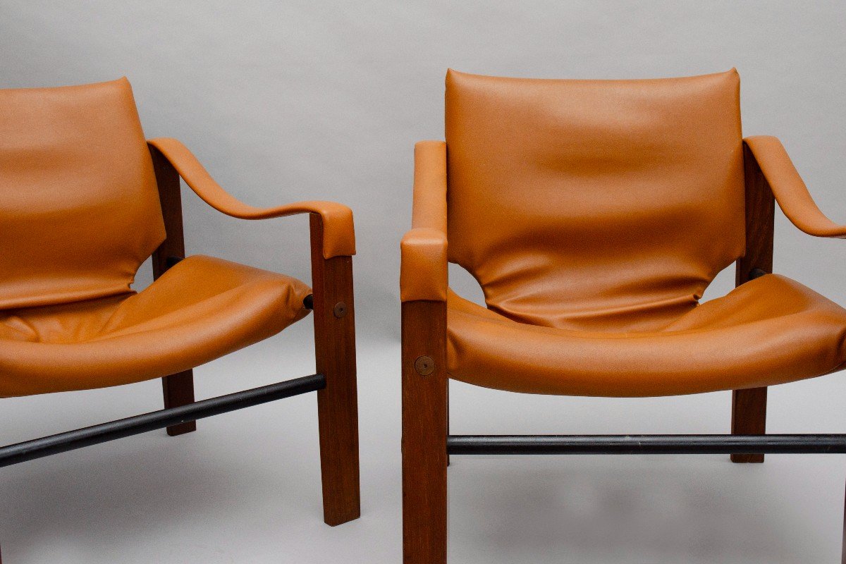 Pair Of "safari" Armchairs, Maurice Burke For Arkana (bath, England)-photo-4