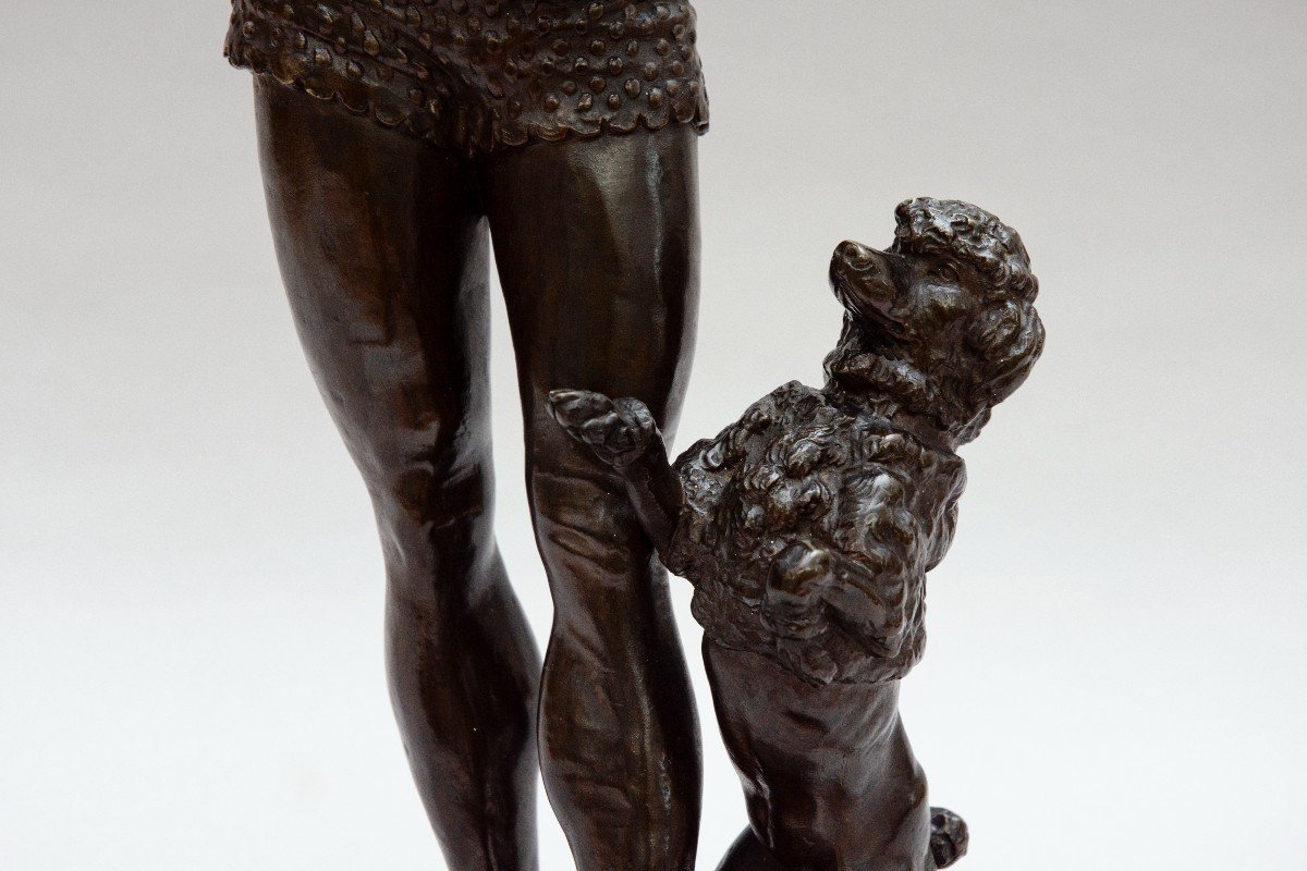 Bronze "clown Violoniste Et Son Caniche", Alfred Barye-photo-5