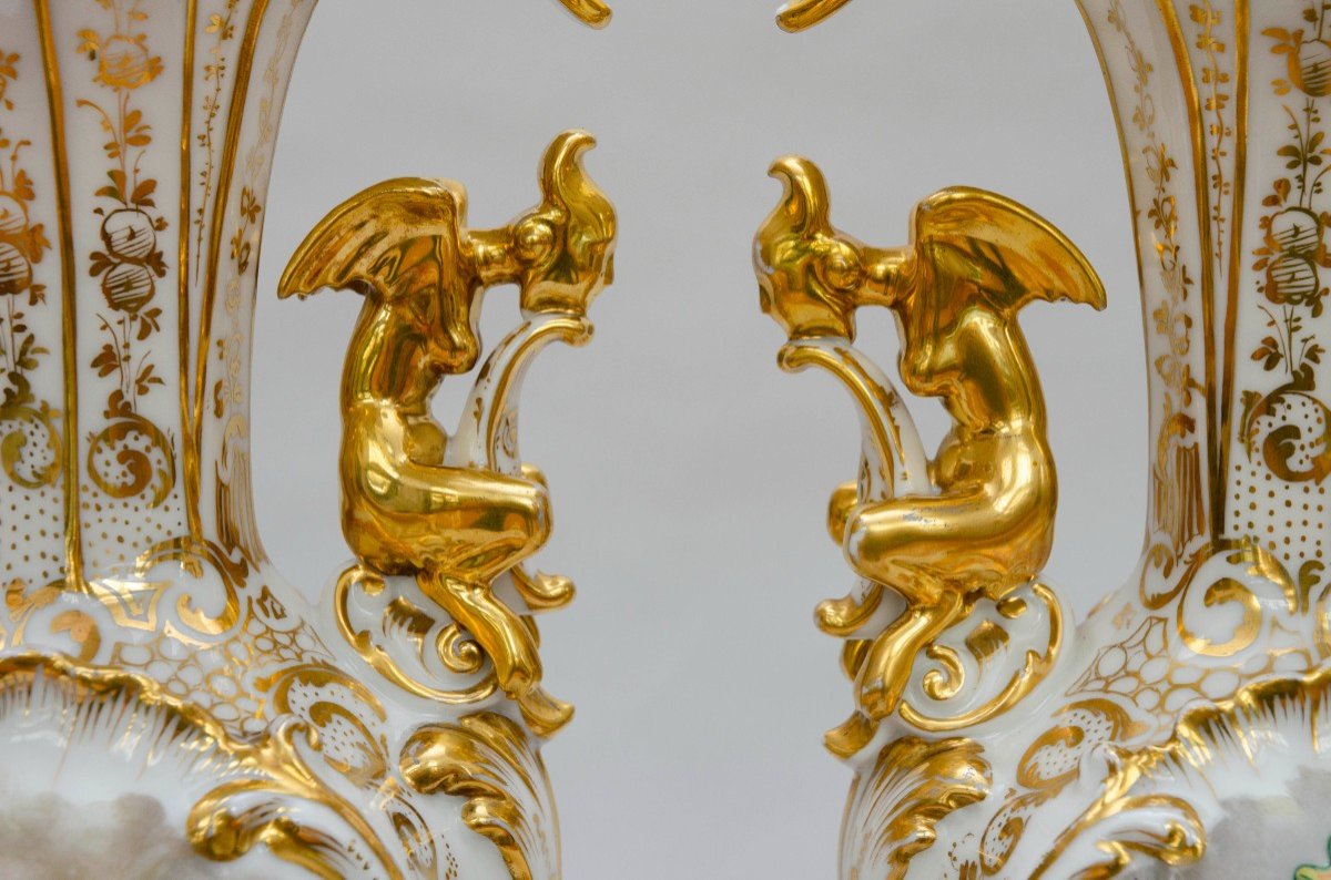 Rare Pair Of Vases With "chinoiserie", Rocaille, Attr. Jacob Petit, Paris, 19th Century-photo-2