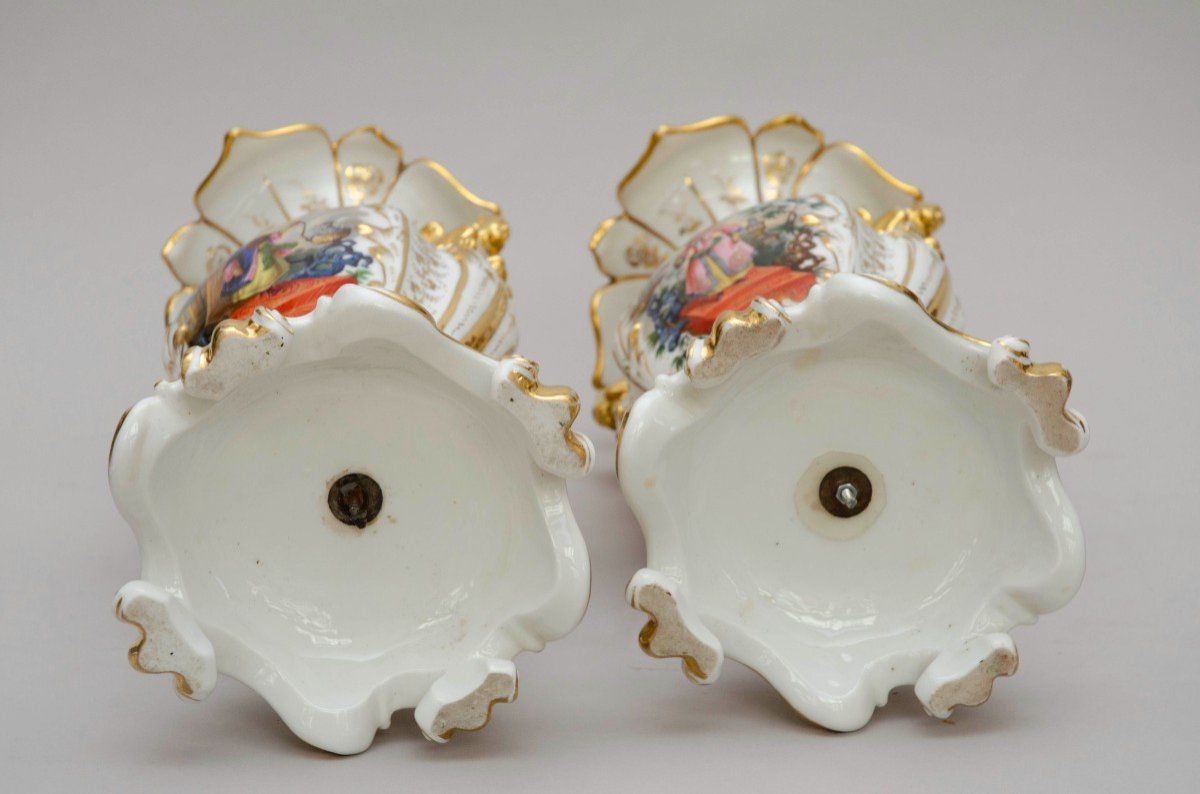 Rare Pair Of Vases With "chinoiserie", Rocaille, Attr. Jacob Petit, Paris, 19th Century-photo-5