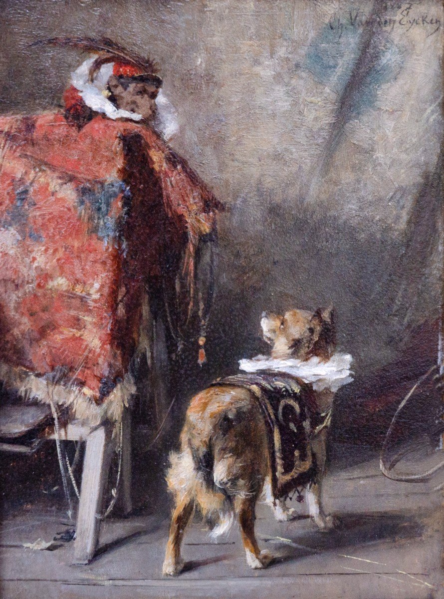 "animaux De Cirque" Huile Sur Panneau De Van Den Eycken Charles (1859-1923)-photo-2