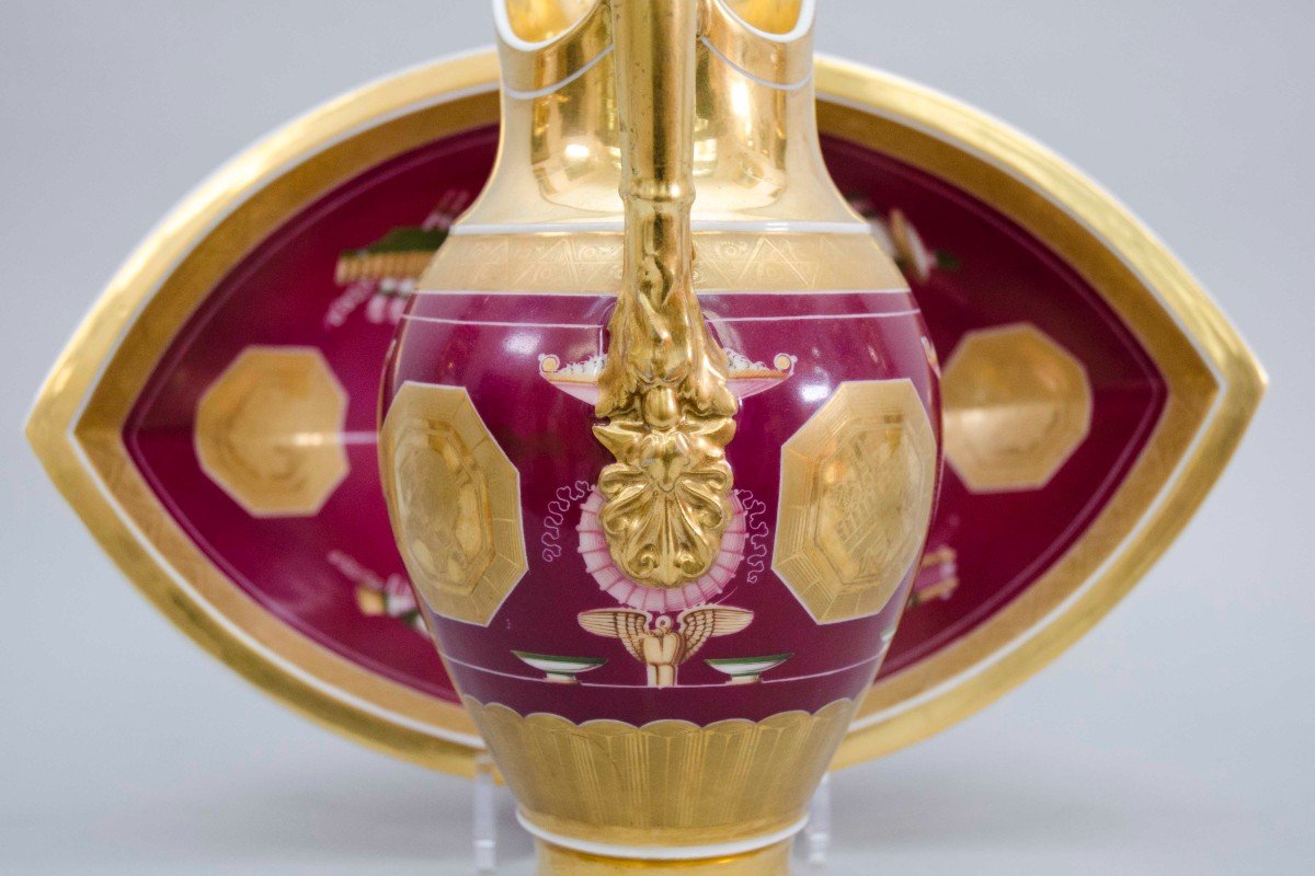 French Empire Ewer And Basin, Porcelain By Locré In Paris-photo-2