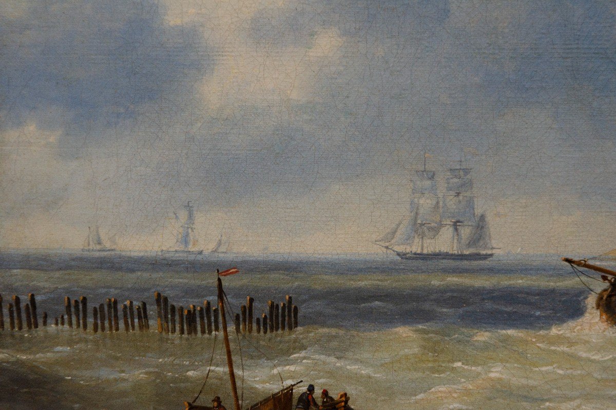 Beautiful Marine By Charles-louis Verboeckhoven, Oil On Canvas, 19th Century, Belgian School-photo-2