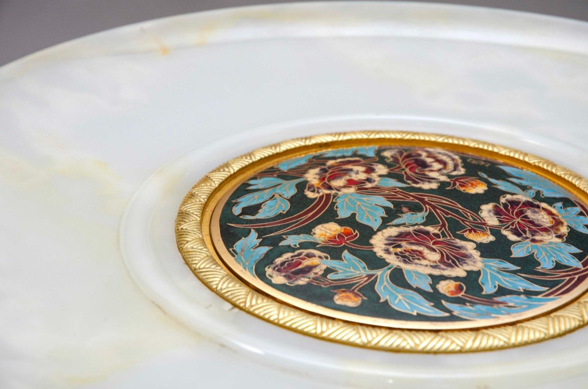 Large Cloisonné Enamel And Onyx Bowl, England, 20th Century-photo-1