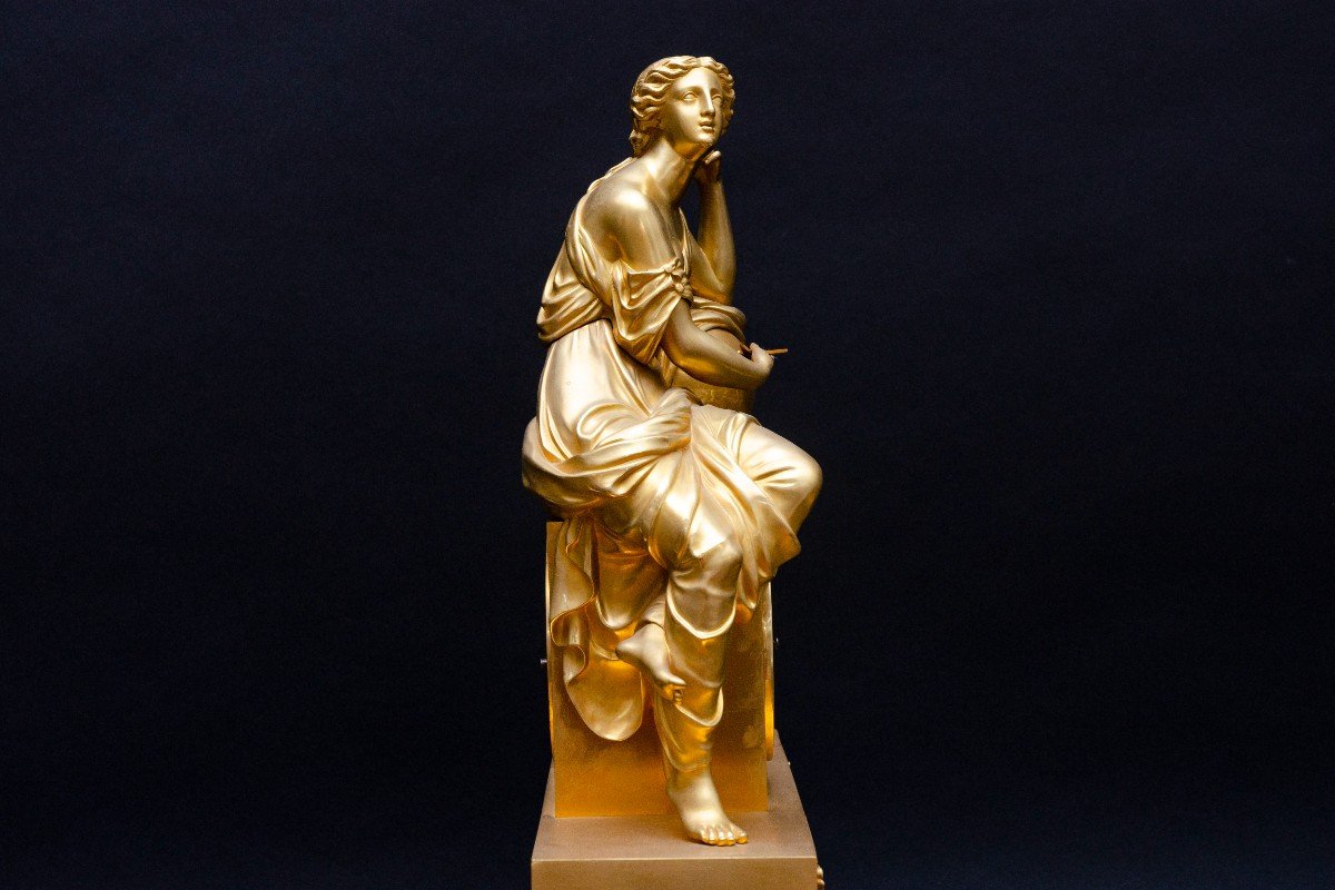 « Uranie, muse de l'Astronomie » Pendule En Bronze Doré, Paris, Vers 1830-photo-3